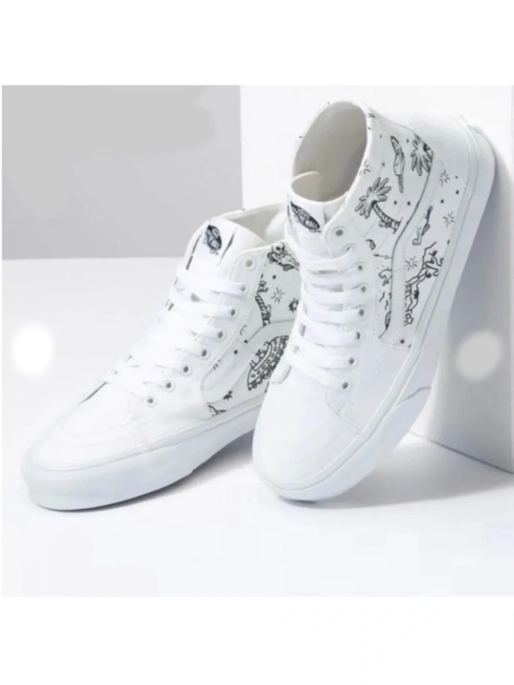 Vans Sk8-Hi Tapered Unidentified U-Paint White Skate Shoes Women 8.5 US